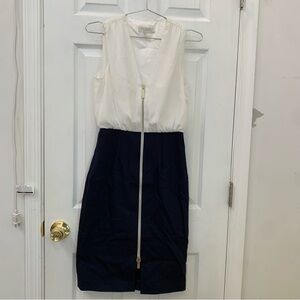 Ted Baker London Womens Blue White Zip Annise Sleeveless Pencil Dress Sz 1